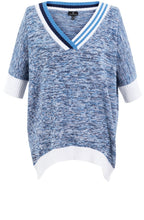 Blue Melange V Neck Sweater