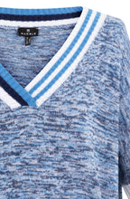 Blue Melange V Neck Sweater