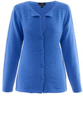 Blue Ribbed Front Cardigan