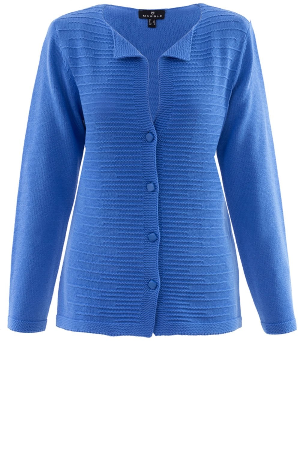 Blue Ribbed Front Cardigan