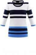 Blue White and Navy Striped Sleeve Jumper