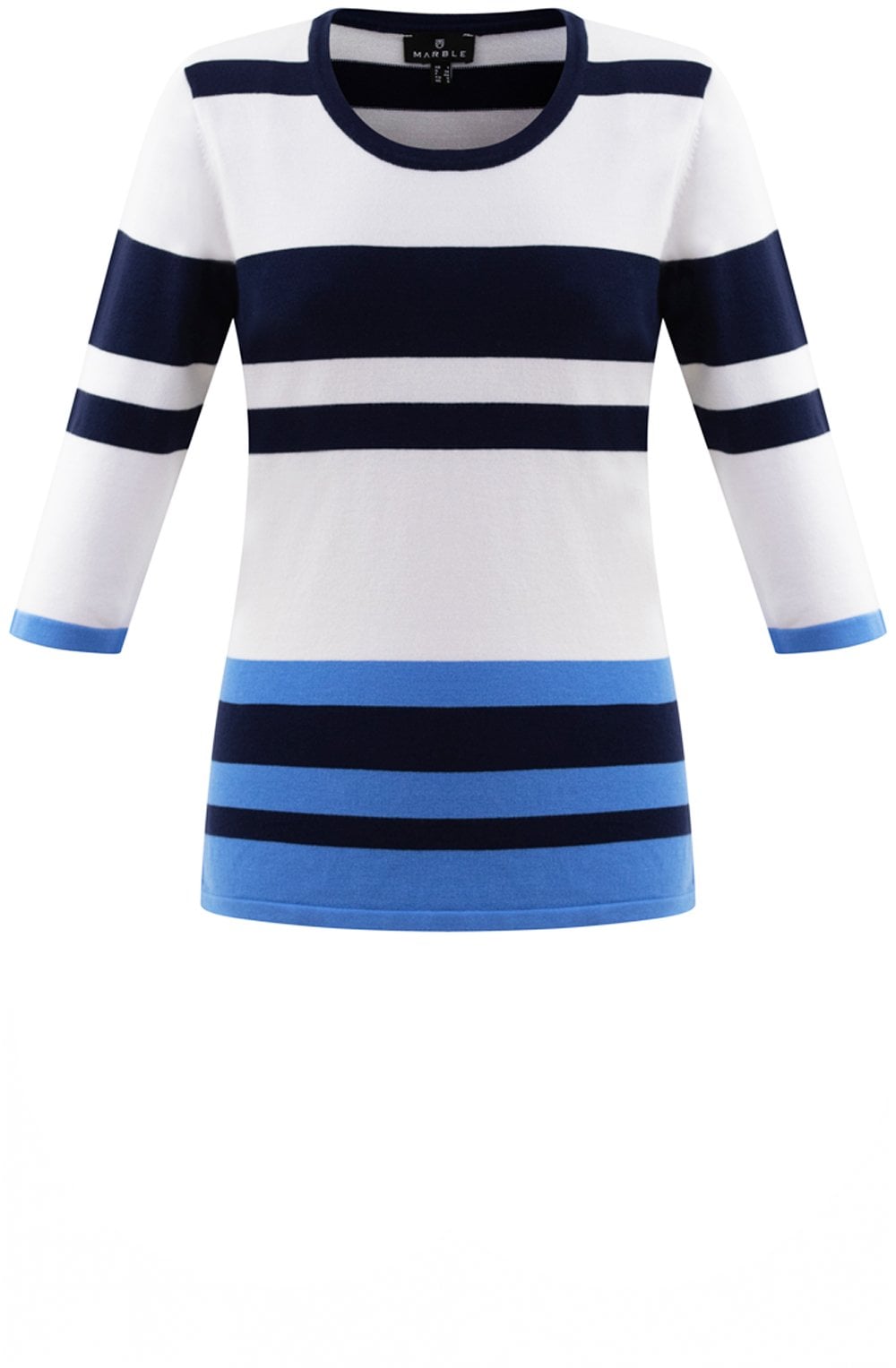 Blue White and Navy Striped Sleeve Jumper