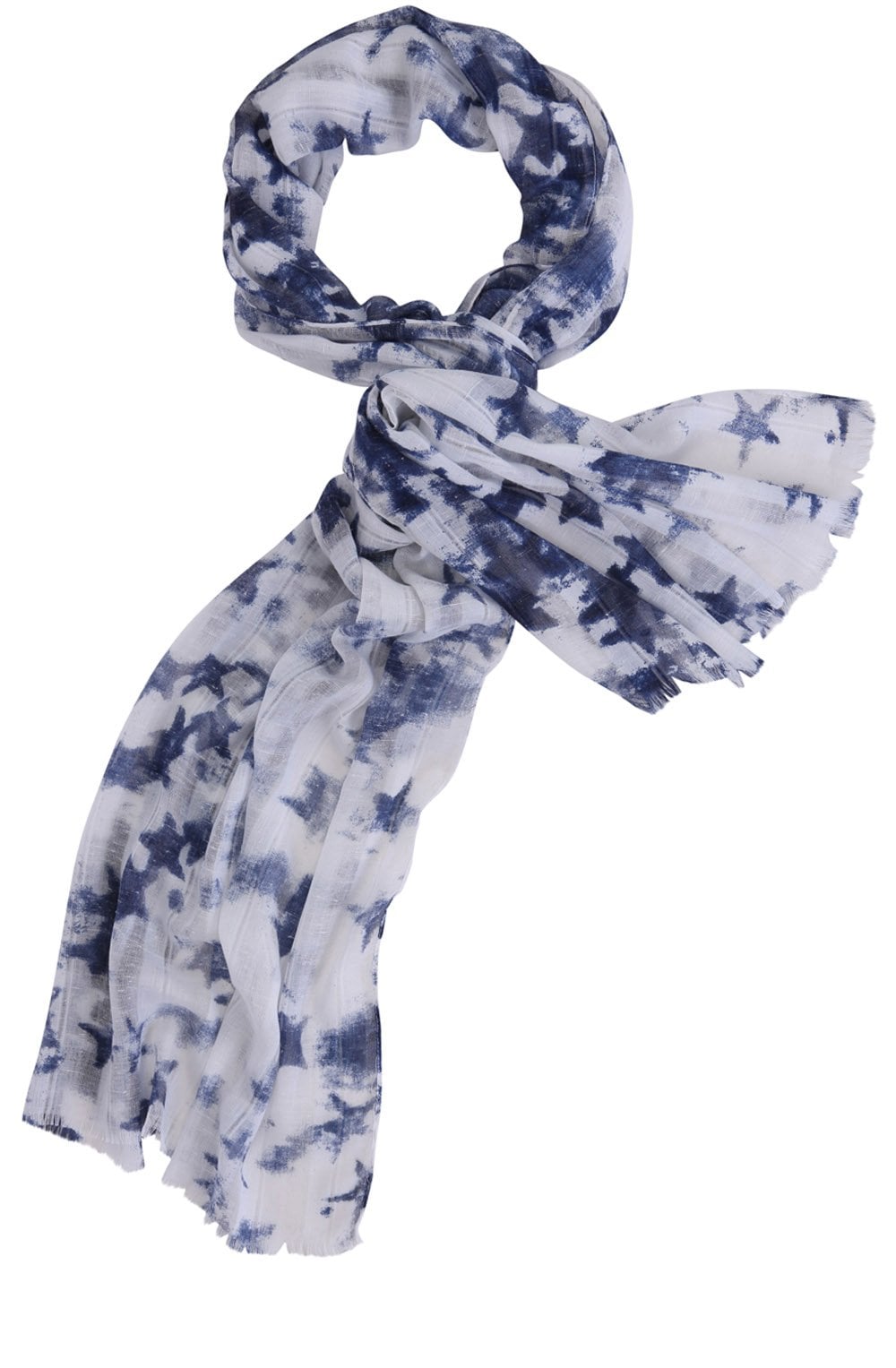 Blue & White Star Print Scarf