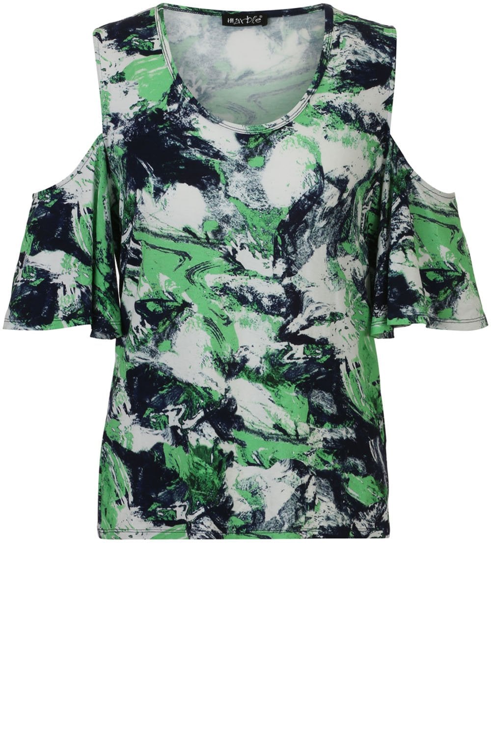 Bold Print Cold Shoulder Top