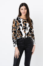 Brown Black and White Bold Print Jumper