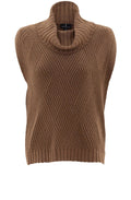 Brown Cowl Neck Sleeveless Jumper