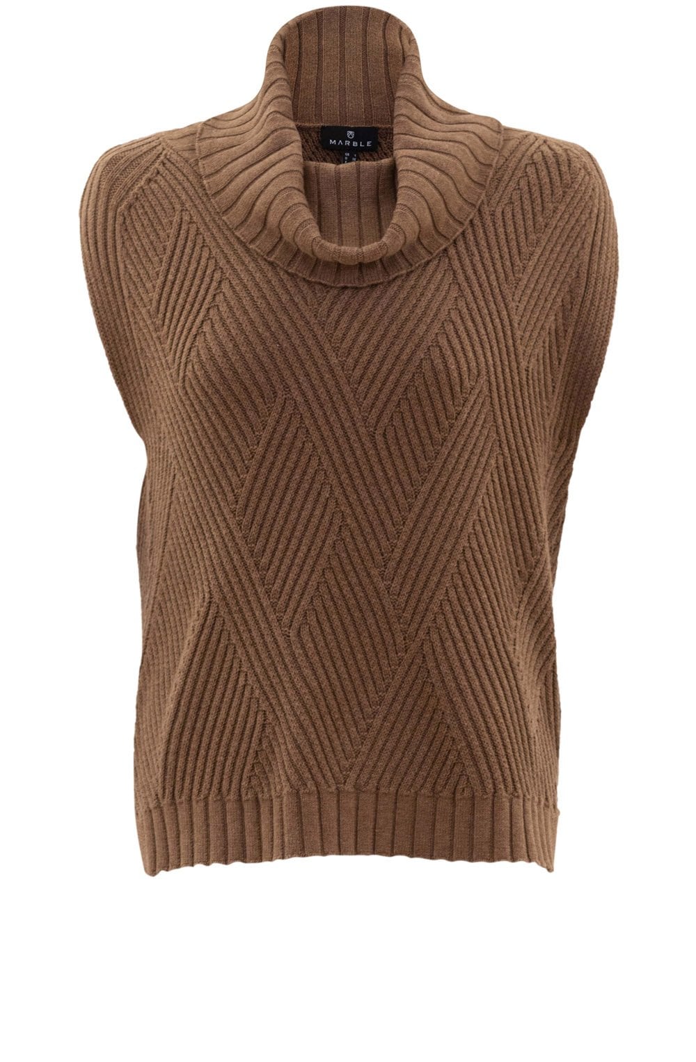 Brown Cowl Neck Sleeveless Jumper