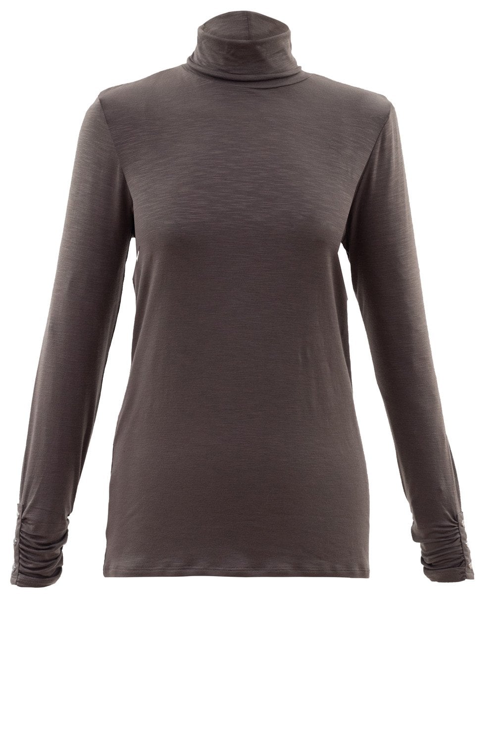 Brown Jersey Polo Neck Top