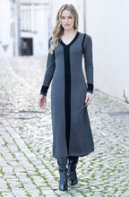 Charcoal and Black Knitted V Neck Dress