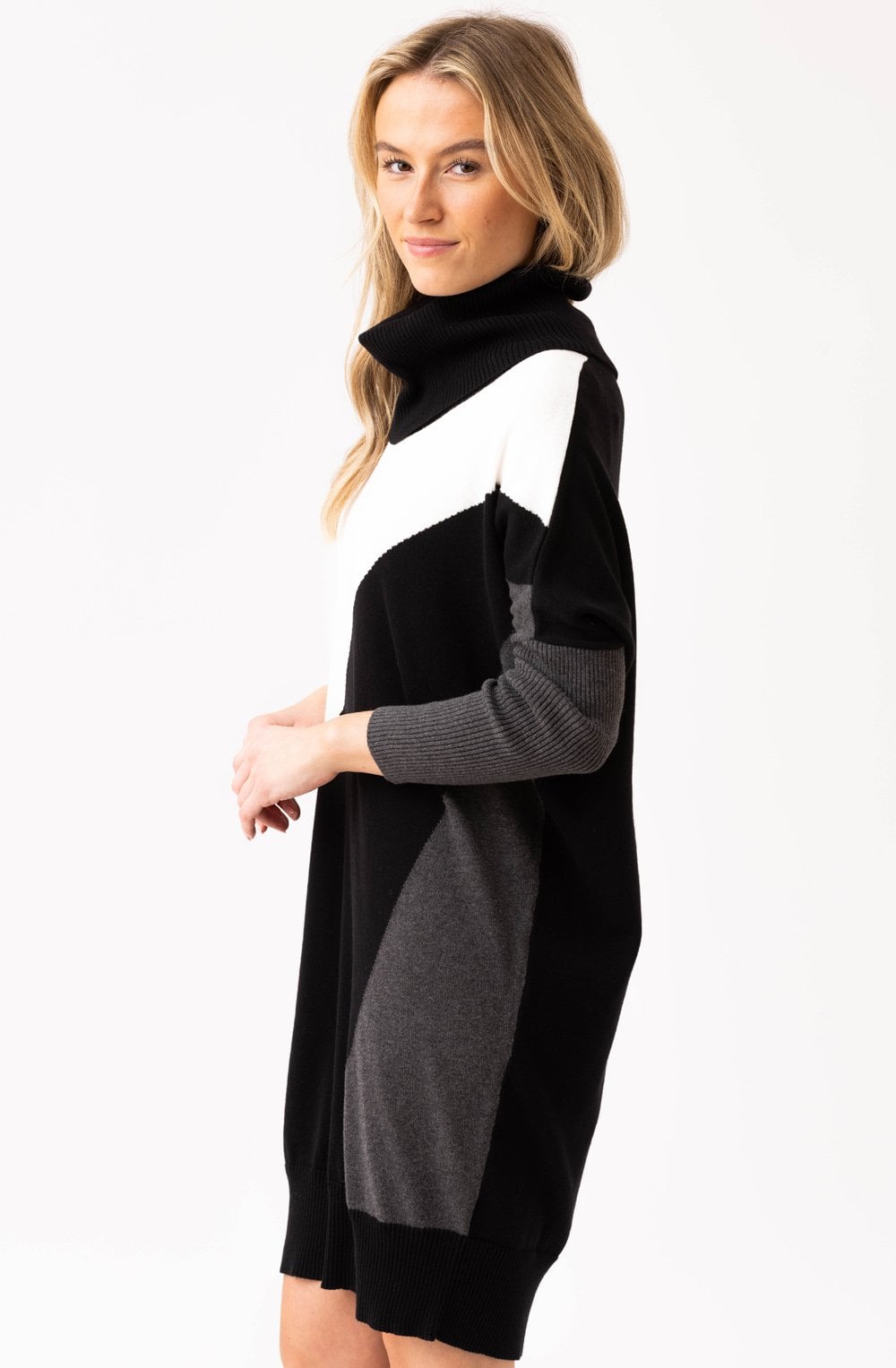 Charcoal and Black Oversized Knitted Dress