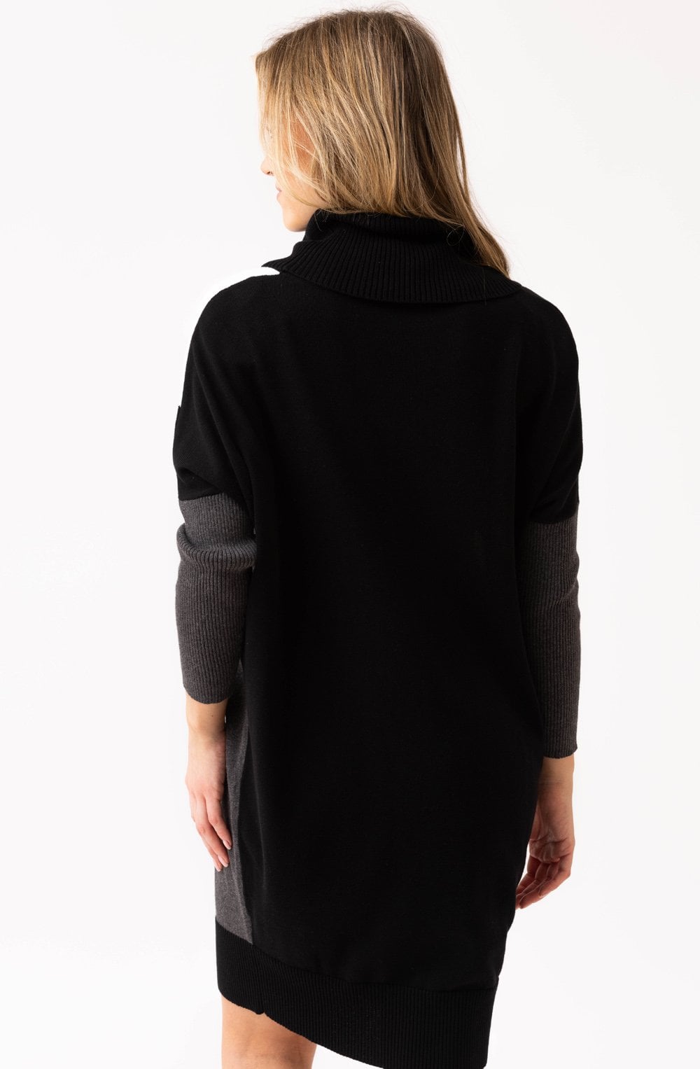 Charcoal and Black Oversized Knitted Dress