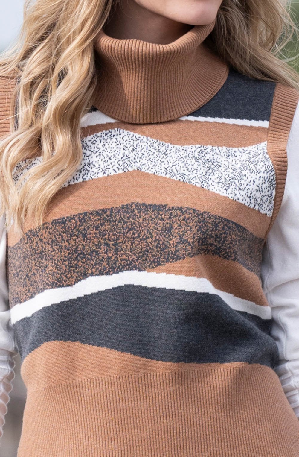 Charcoal and Tobacco Removable Snood Knitted Vest