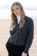 Charcoal Bomber Style Cardigan
