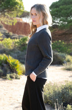 Charcoal Contrast Cable Knit Jumper