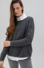 Charcoal Cotton Ribbed Jumper