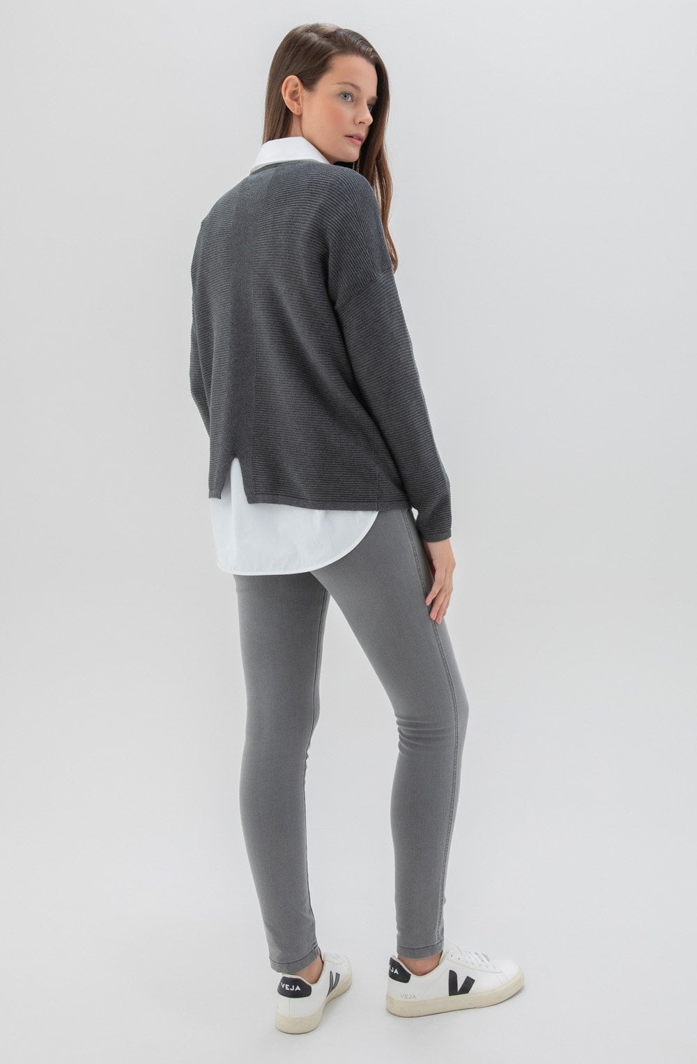 Charcoal Cotton Ribbed Jumper