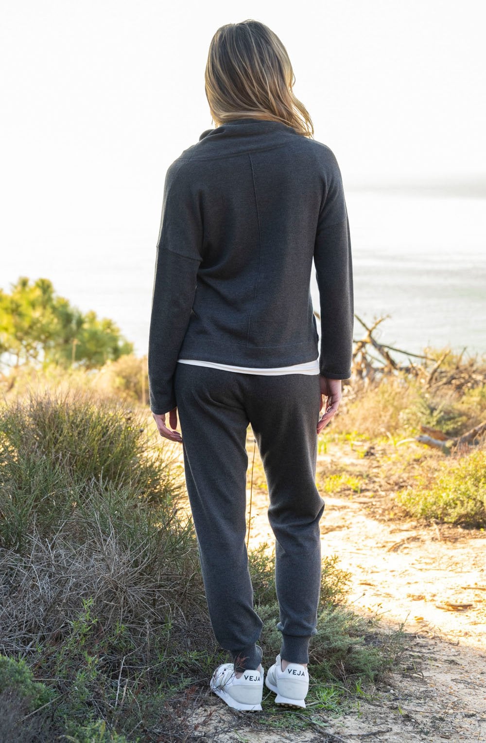 Charcoal Cowl Neck Drawstring Hem Jumper
