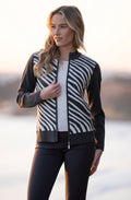 Charcoal Diagonal Stripes and Colour Block Cardigan