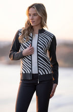 Charcoal Diagonal Stripes and Colour Block Cardigan