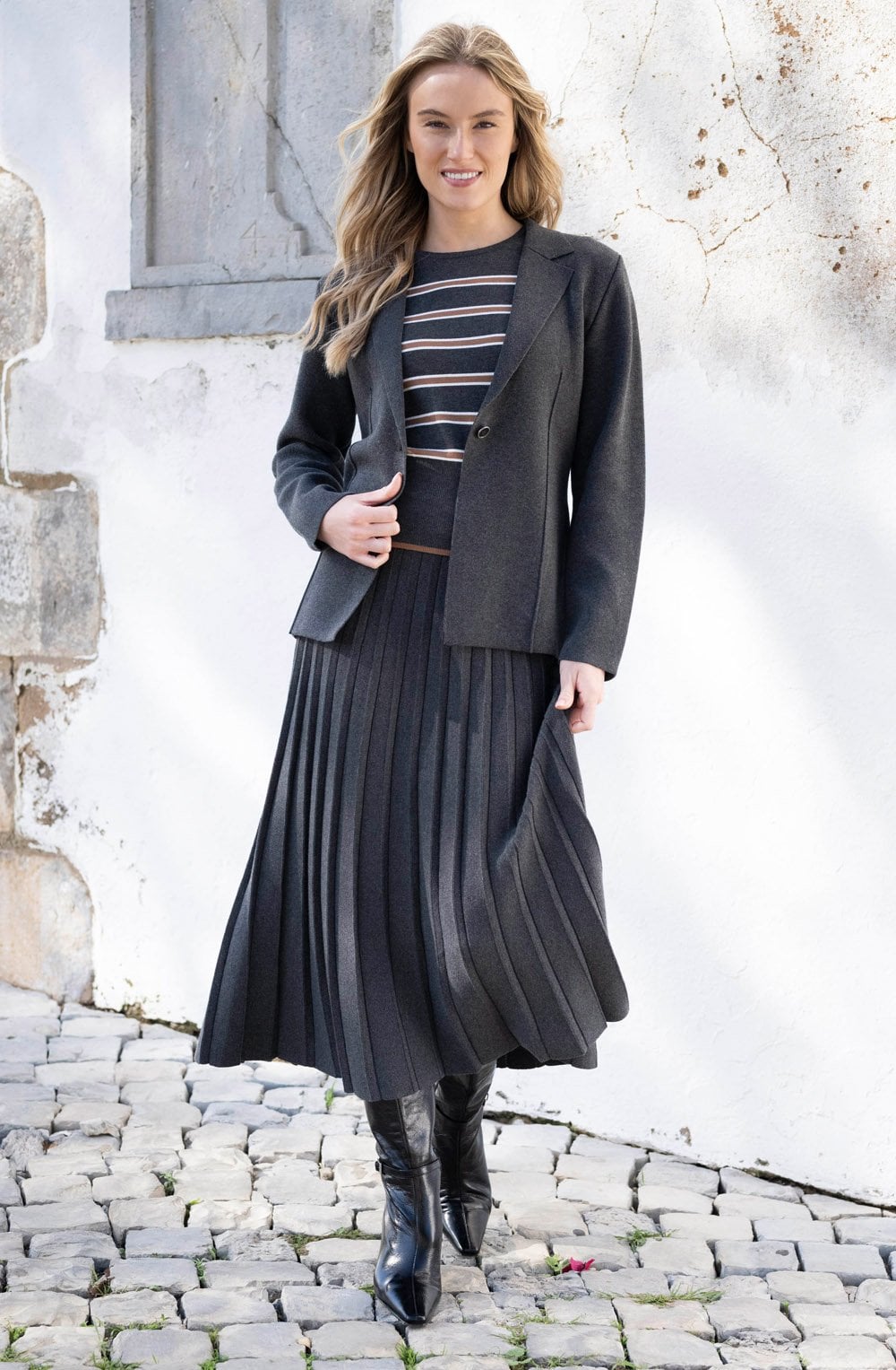 Charcoal Knitted Blazer