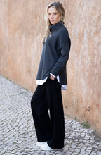 Charcoal Textured Knit Oversized Cowl Neck Jumper