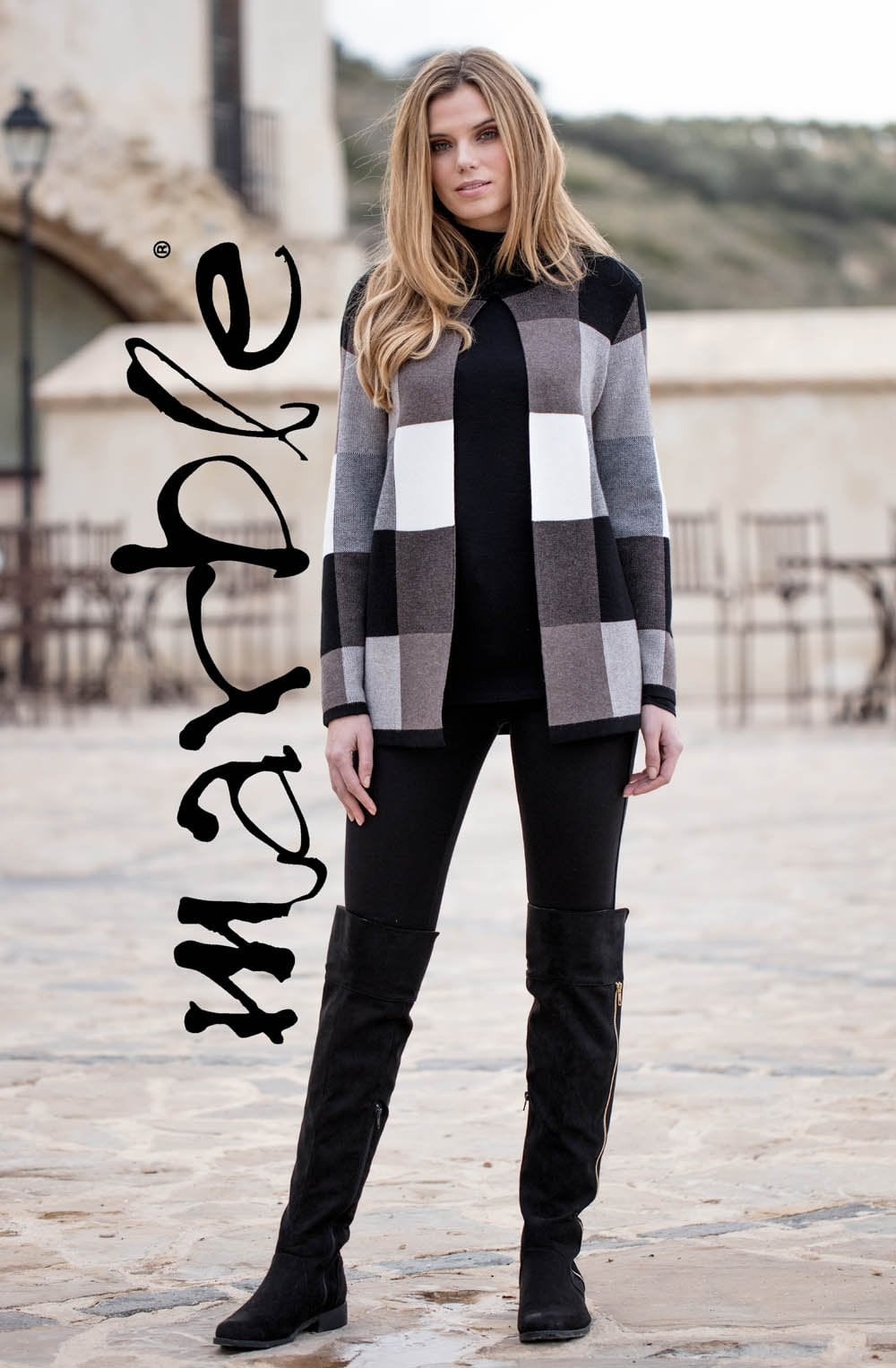 Check Design Cardigan