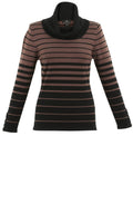 Chocolate and Black Striped Cowl Neck Jumper