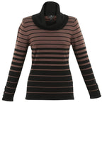 Chocolate and Black Striped Cowl Neck Jumper