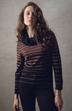 Chocolate and Black Striped Cowl Neck Jumper
