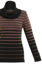 Chocolate and Black Striped Cowl Neck Jumper