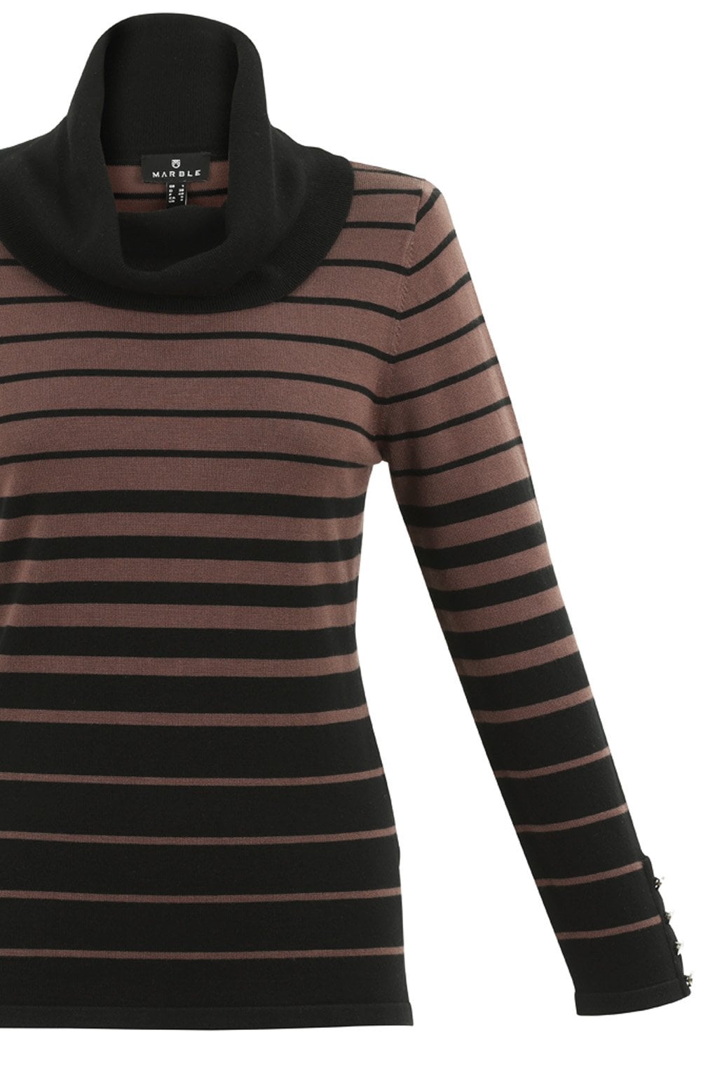 Chocolate and Black Striped Cowl Neck Jumper