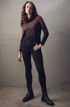 Chocolate and Black Striped Cowl Neck Jumper