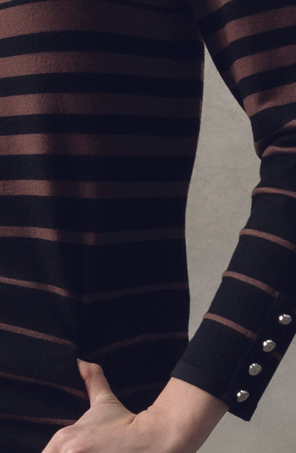 Chocolate and Black Striped Cowl Neck Jumper