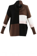 Chocolate and Pink Cowl Neck Oversized Jumper