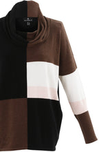 Chocolate and Pink Cowl Neck Oversized Jumper