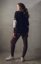 Chocolate and Pink Cowl Neck Oversized Jumper