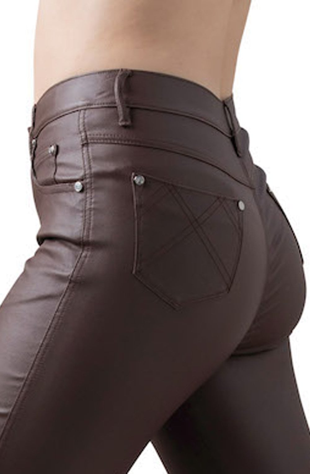 Chocolate Brown Wet Look Jeans