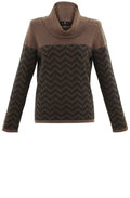 Chocolate Chevron Cowl Neck Jumper