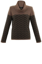 Chocolate Chevron Cowl Neck Jumper