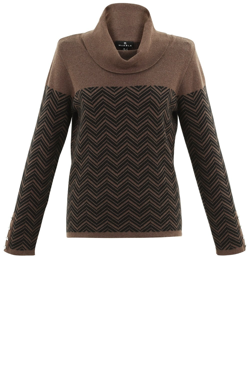 Chocolate Chevron Cowl Neck Jumper
