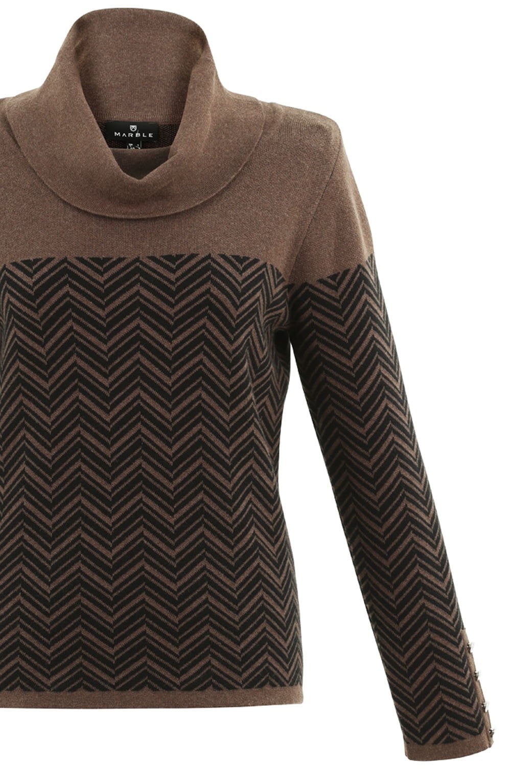 Chocolate Chevron Cowl Neck Jumper