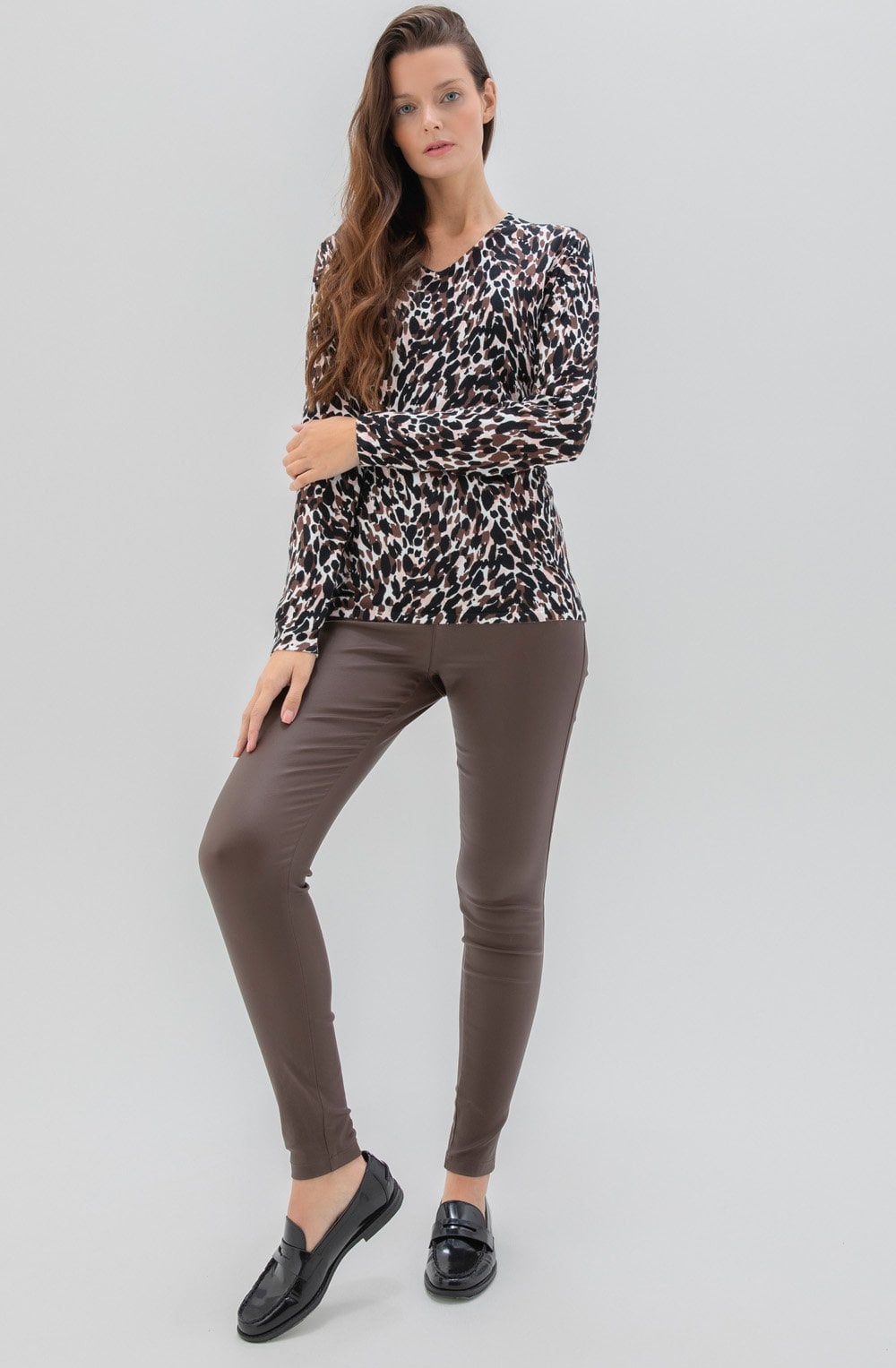 Chocolate & Pale Pink Animal Print Jumper