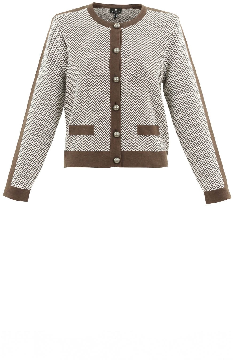 Chocolate & White Chevron Knit Cardigan