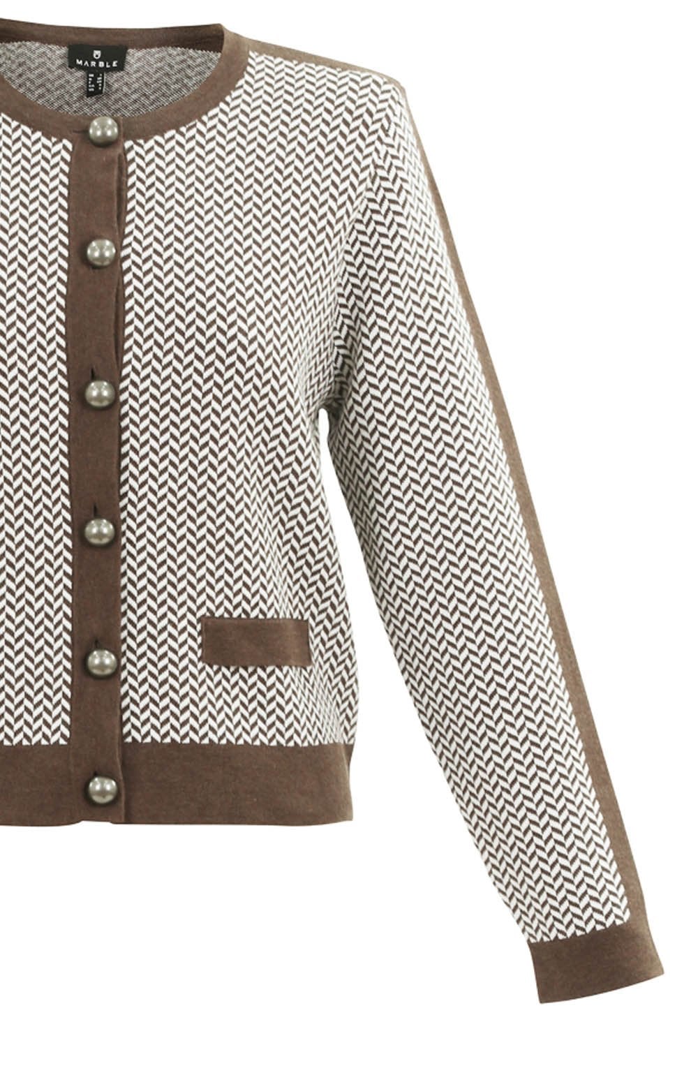 Chocolate & White Chevron Knit Cardigan