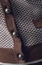 Chocolate & White Chevron Knit Cardigan