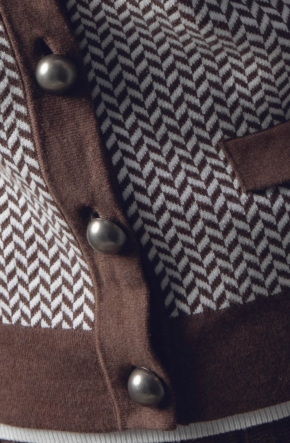 Chocolate & White Chevron Knit Cardigan