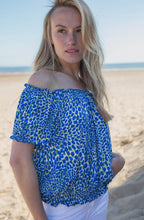 Cobalt Blue Adjustable Neckline Ruffled Top