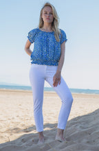 Cobalt Blue Adjustable Neckline Ruffled Top