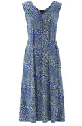 Cobalt Blue and Lime Fit and Flare Jersey Dress