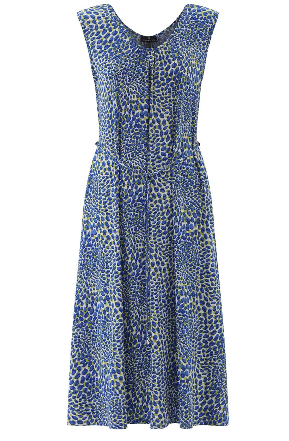 Cobalt Blue and Lime Fit and Flare Jersey Dress